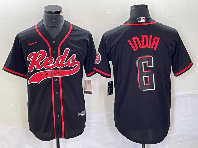 Mens Cincinnati Reds #6 Jonathan India Black 2023 City Connect With Patch Stitched Jersey->cincinnati reds->MLB Jersey
